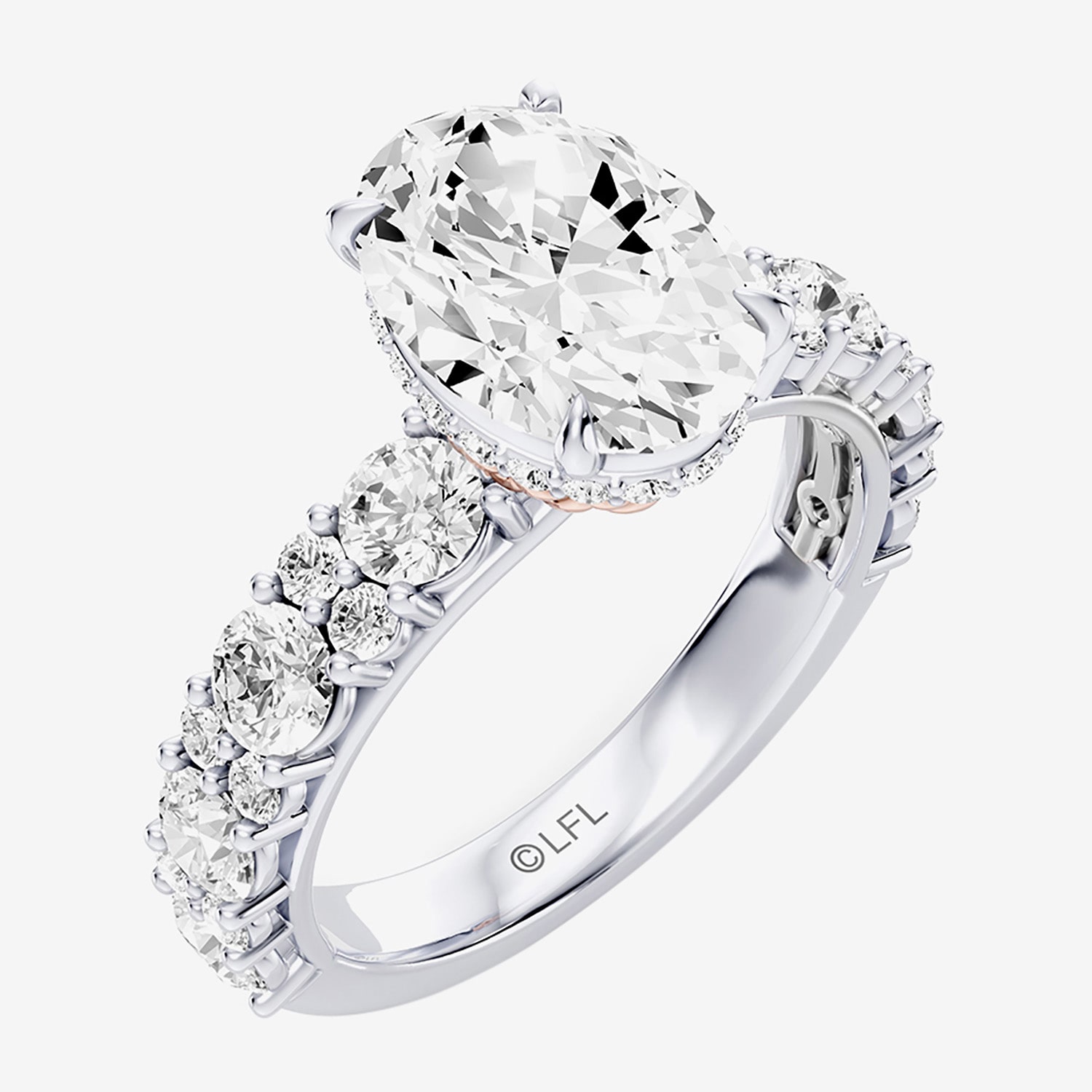 Star Wars Fine Jewelry Princess Leia (F / Si1) Womens 3 5/8 Ct. T.W. Lab Grown White Diamond 10K Gold Oval Side Stone Engagement Ring