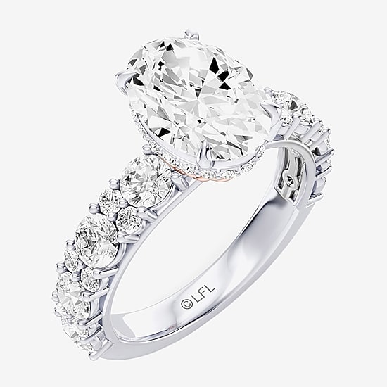 Star Wars Fine Jewelry Star Wars Fine Jewelry Princess Leia (F / Si1) Womens 3 5/8 Ct. T.W. Lab Grown White Diamond 10K Gold Oval Star Wars Side Stone Engagement Ring