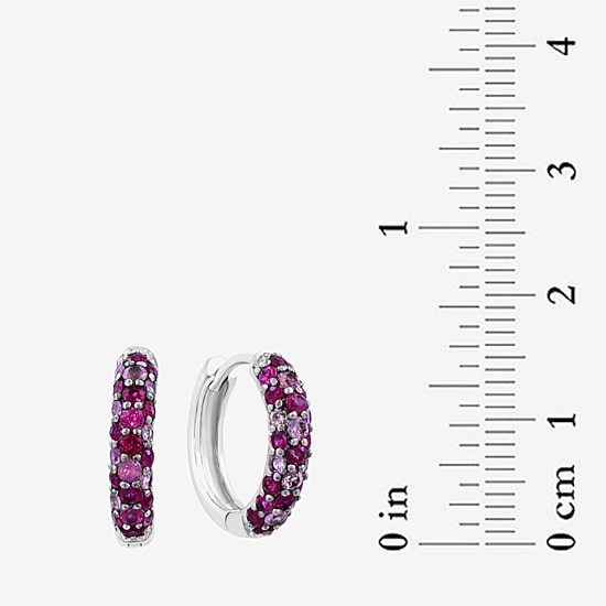 Effy Final Call Limited Quantities! Womens Genuine Red Ruby Sterling Silver 7.5mm Hoop Earrings
