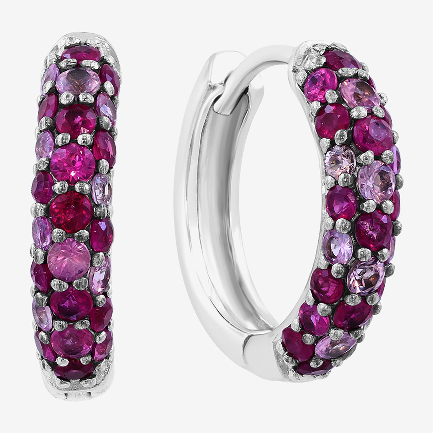 Effy Final Call Limited Quantities! Womens Genuine Red Ruby Sterling Silver 7.5mm Hoop Earrings