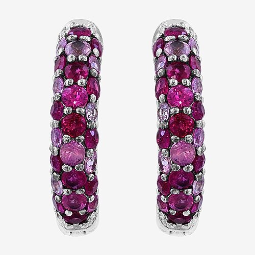 Effy Final Call Limited Quantities! Womens Genuine Red Ruby Sterling Silver 7.5mm Hoop Earrings