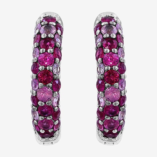 Effy Final Call Limited Quantities! Womens Genuine Red Ruby Sterling Silver 7.5mm Hoop Earrings
