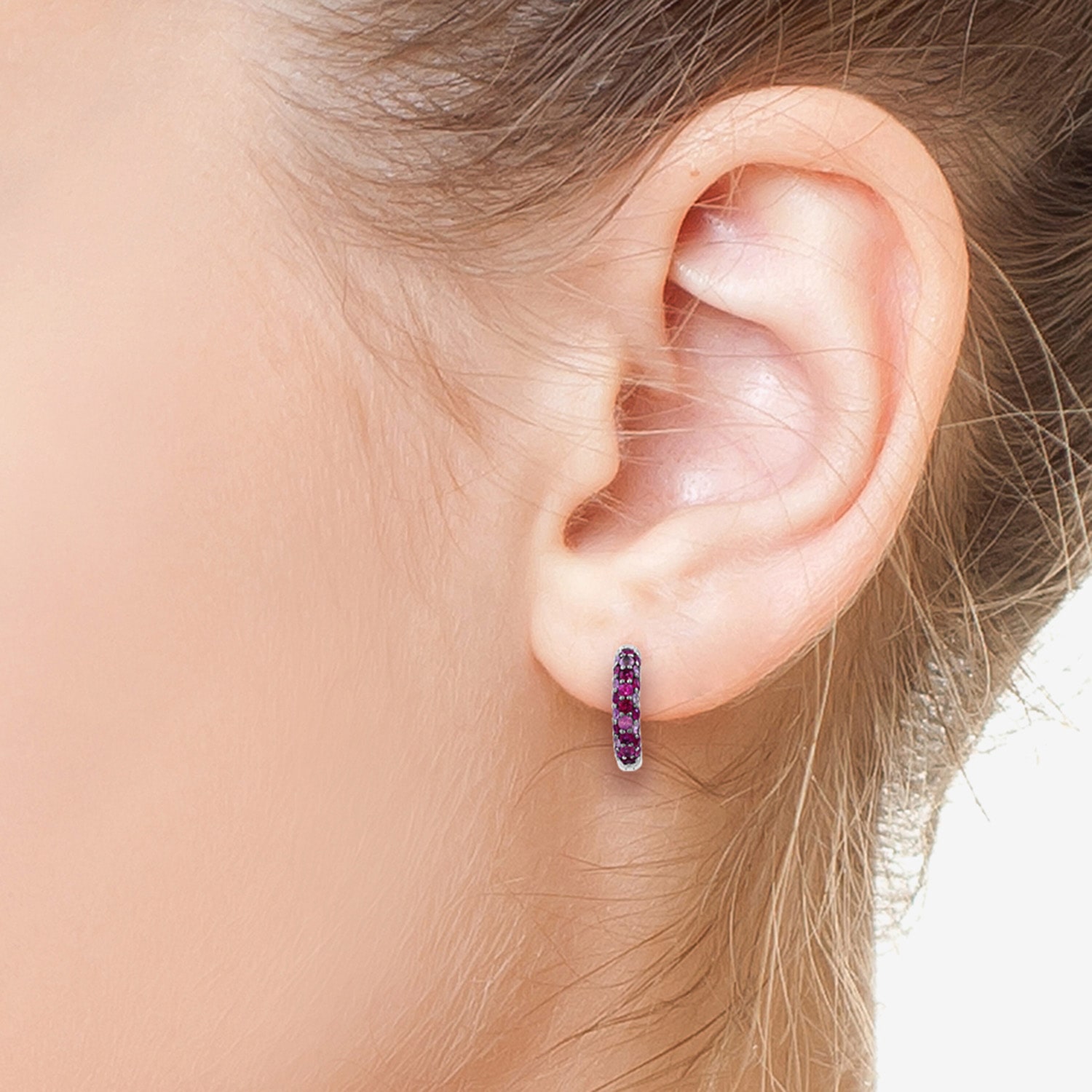 Effy Final Call Limited Quantities! Womens Genuine Red Ruby Sterling Silver 7.5mm Hoop Earrings