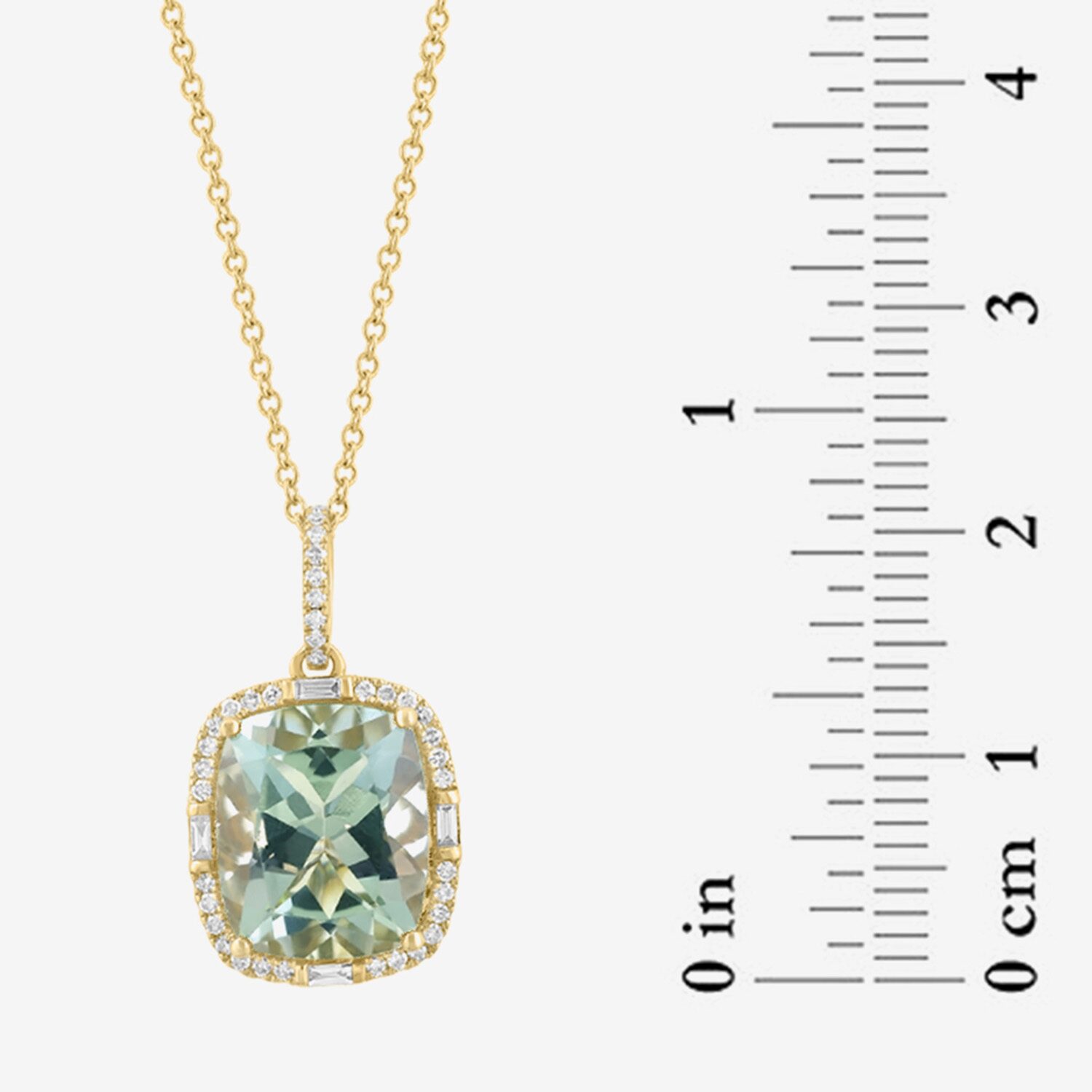 Effy Final Call Limited Quantities! Womens 1/5 CT. Genuine Green Amethyst 14K Gold Cushion 18 Inch Pendant Necklace