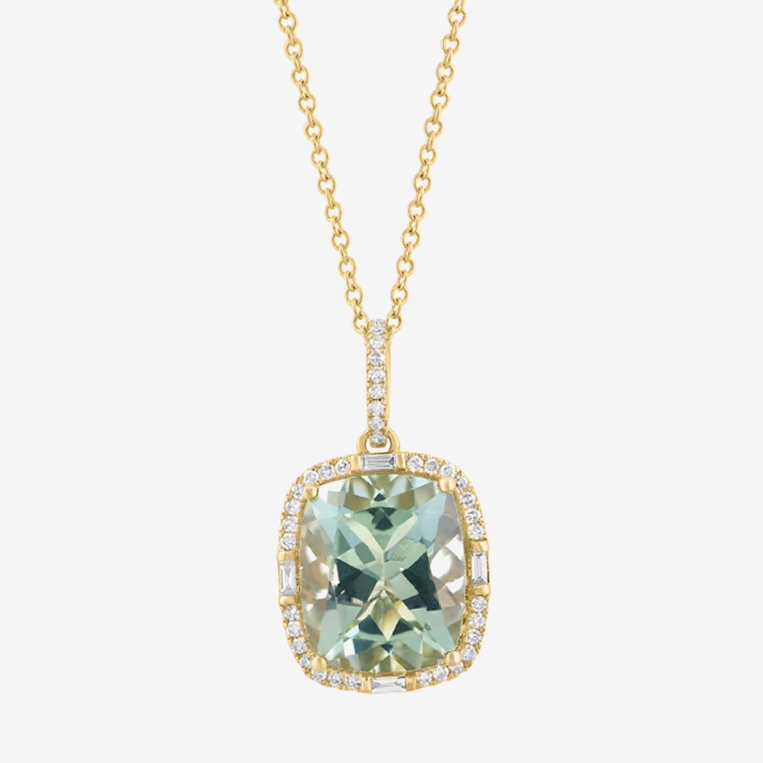 Effy Final Call Limited Quantities! Womens 1/5 CT. Genuine Green Amethyst 14K Gold Cushion 18 Inch Pendant Necklace