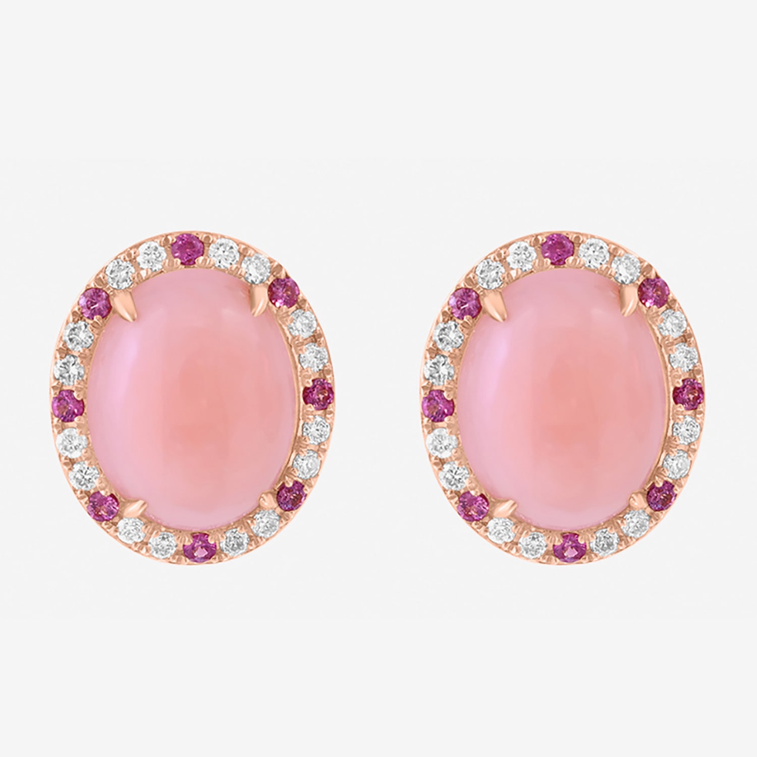 Effy Final Call Limited Quantities! 1/4 CT. T.W. Genuine Pink Opal 14K Rose Gold 12.9mm Oval Stud Earrings