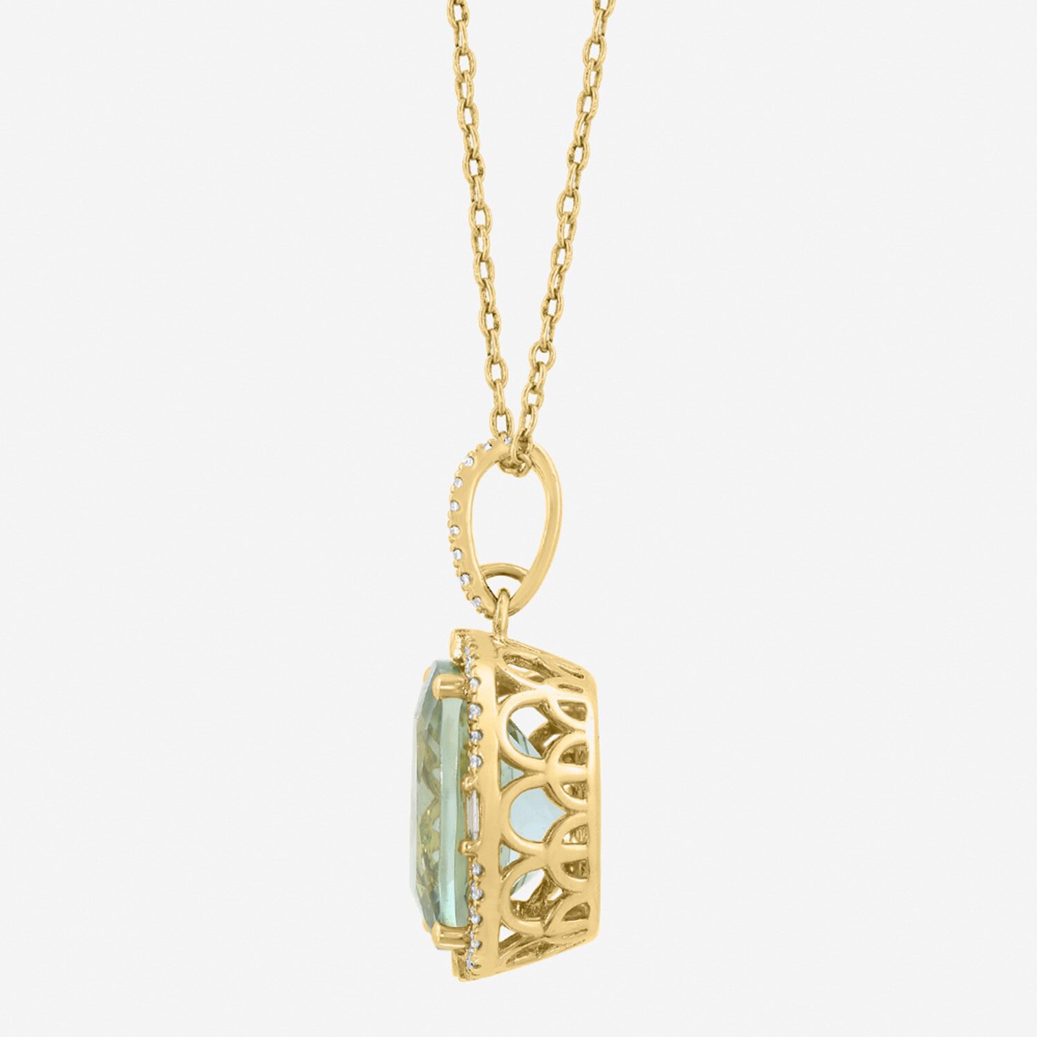Effy Final Call Limited Quantities! Womens 1/5 CT. Genuine Green Amethyst 14K Gold Cushion 18 Inch Pendant Necklace