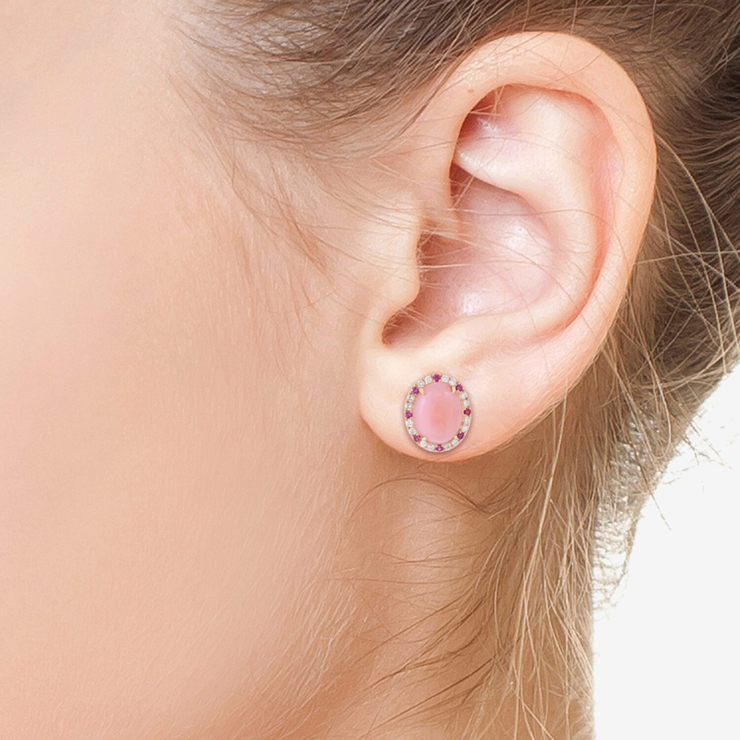 Effy Final Call Limited Quantities! 1/4 CT. T.W. Genuine Pink Opal 14K Rose Gold 12.9mm Oval Stud Earrings