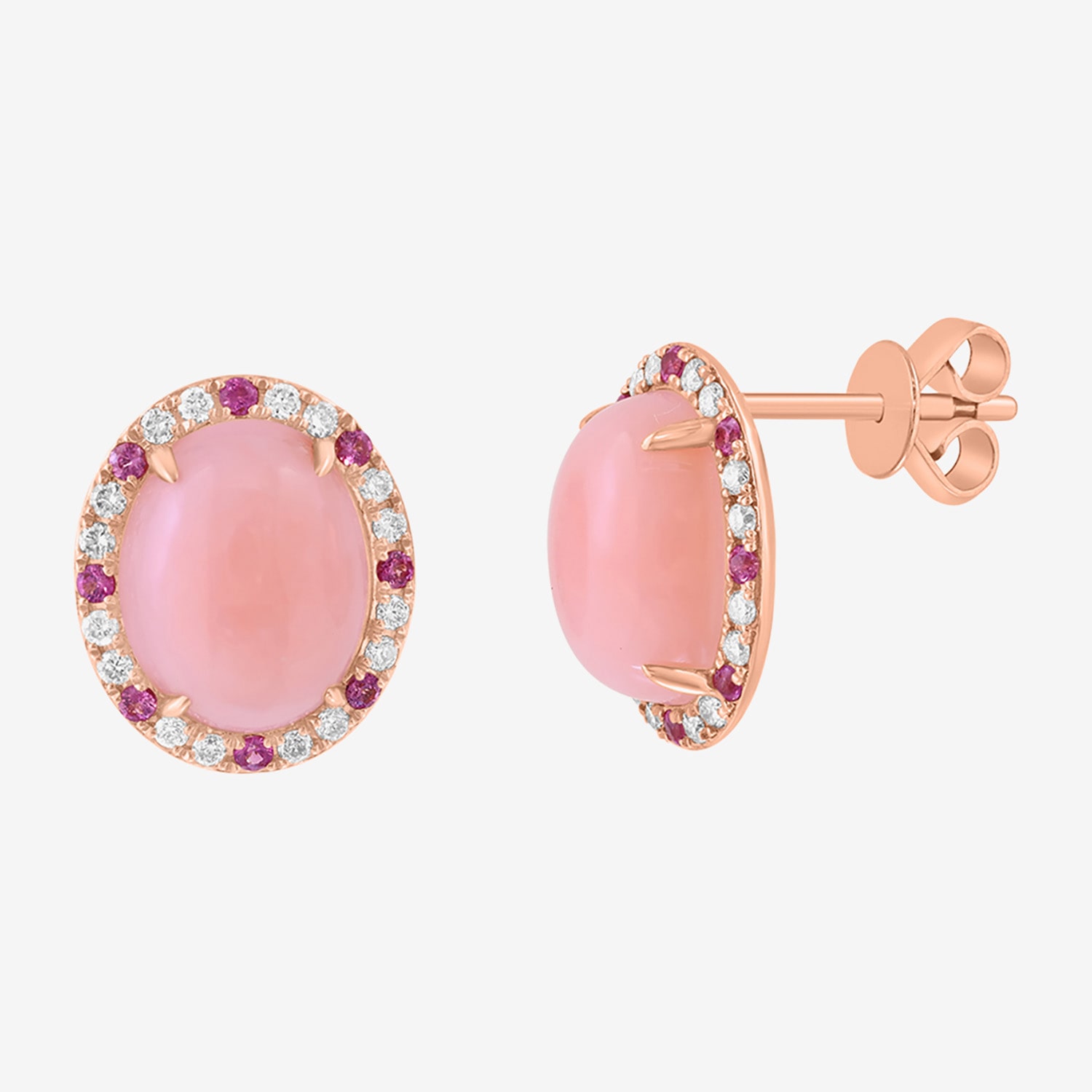 Effy Final Call Limited Quantities! 1/4 CT. T.W. Genuine Pink Opal 14K Rose Gold 12.9mm Oval Stud Earrings