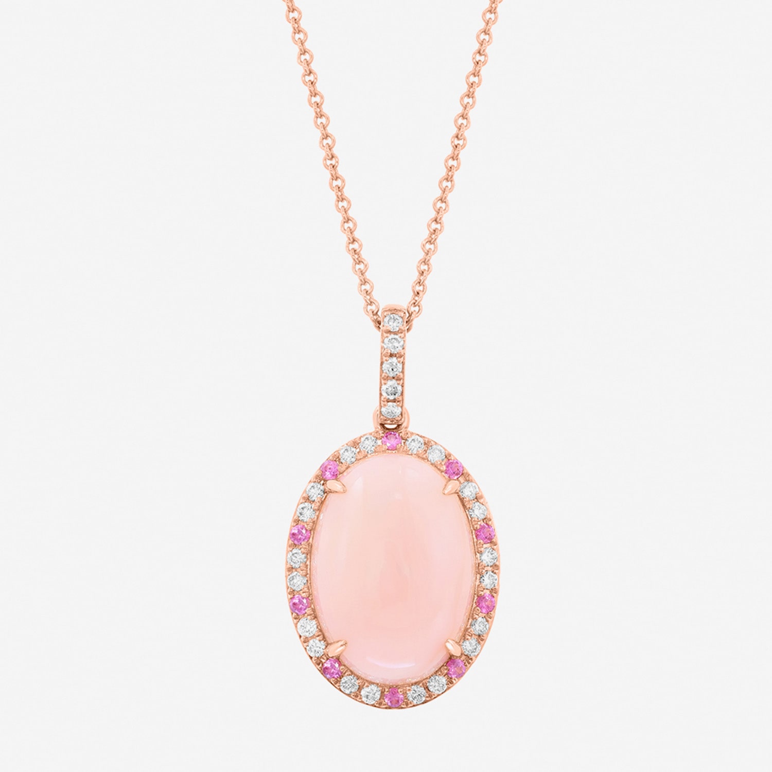 Effy Final Call Limited Quantities! Womens 1/5 CT. Genuine Pink Opal 14K Rose Gold Oval 18 Inch Pendant Necklace