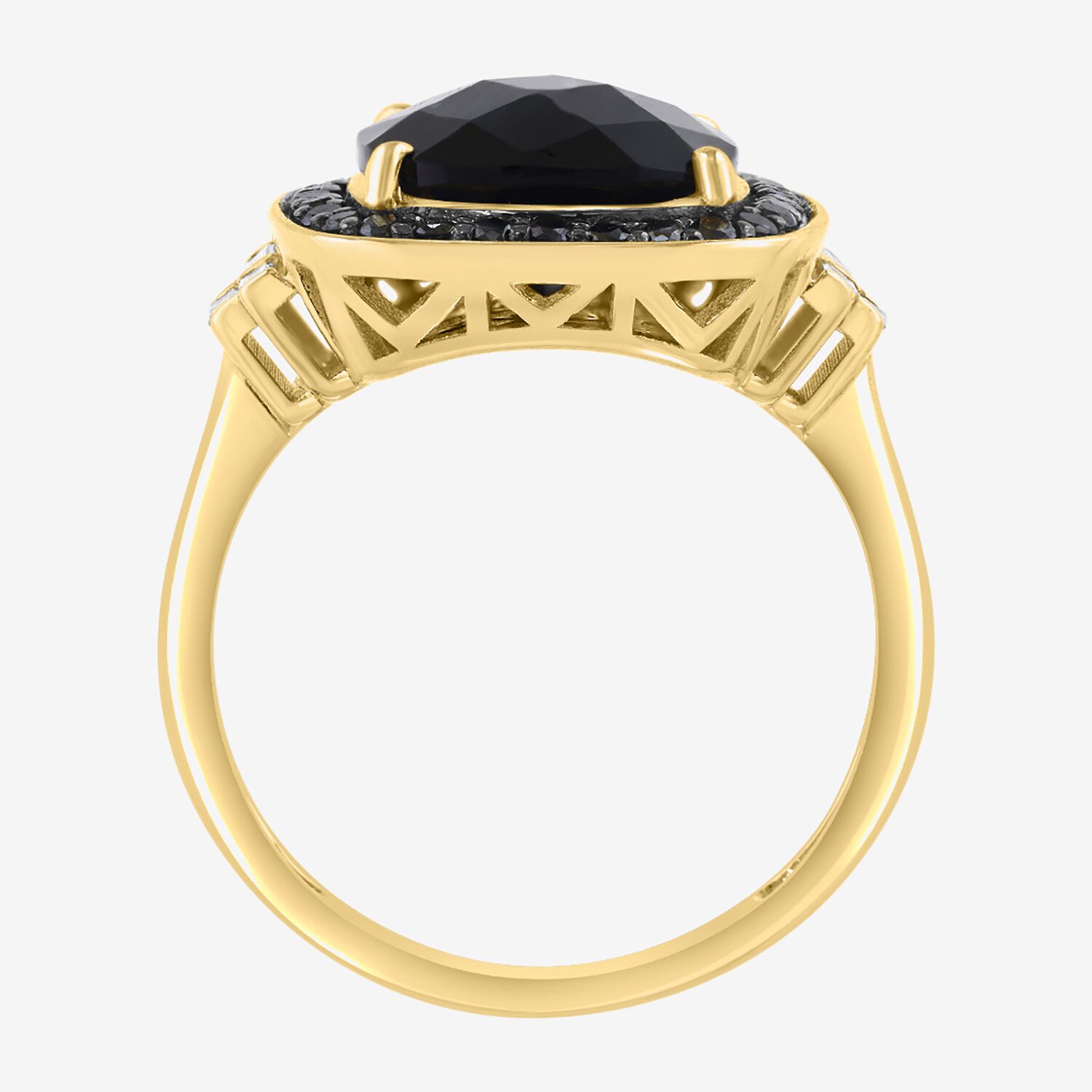 Effy Final Call Limited Quantities! Womens 1/2 CT. T.W. Genuine Black Onyx 14K Gold Cushion Halo Cocktail Ring