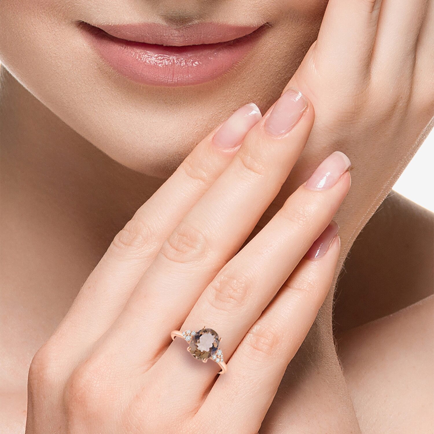 Effy Final Call Limited Quantities! Womens 1/8 CT. T.W. Genuine Pink Morganite 14K Rose Gold Oval Cocktail Ring