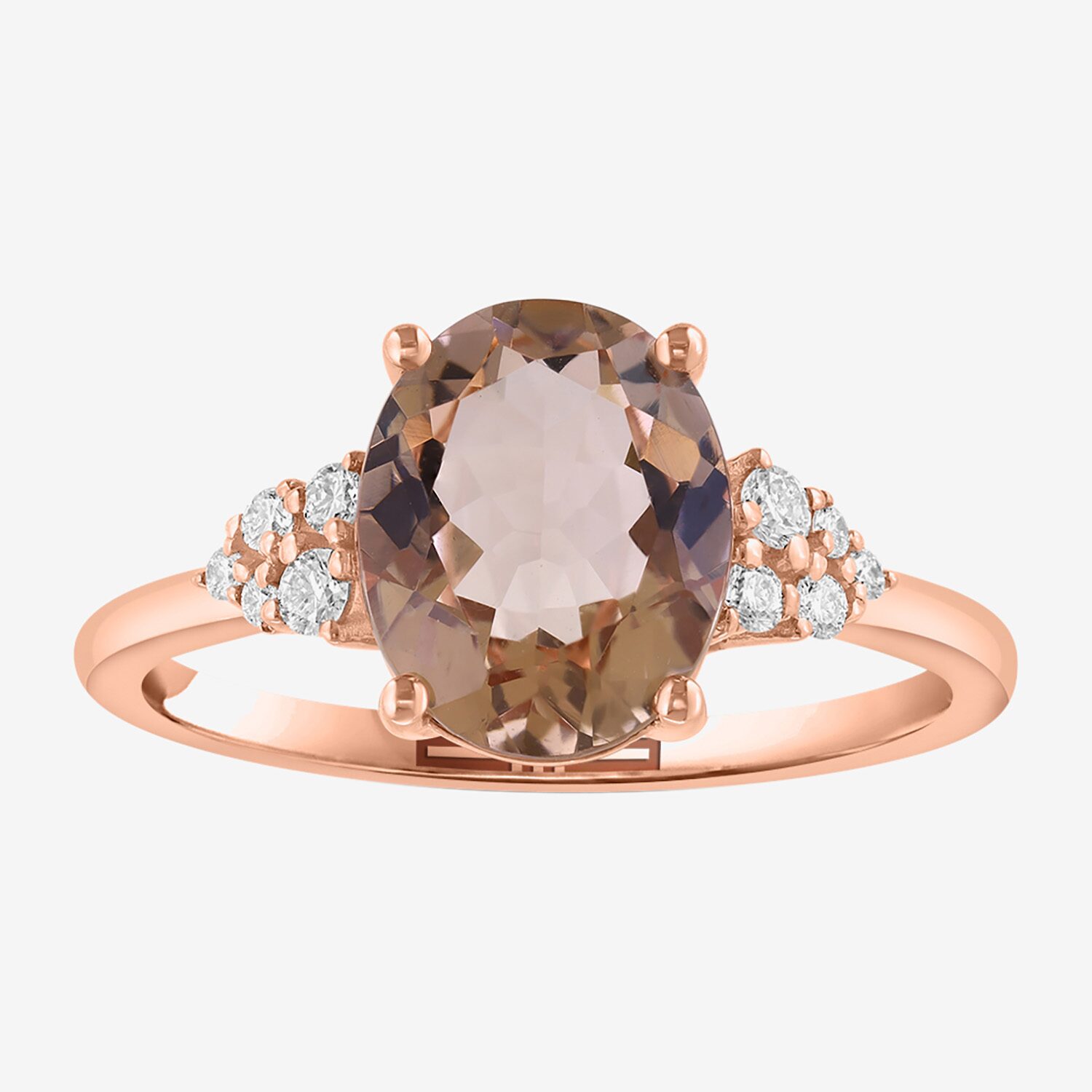 Effy Final Call Limited Quantities! Womens 1/8 CT. T.W. Genuine Pink Morganite 14K Rose Gold Oval Cocktail Ring