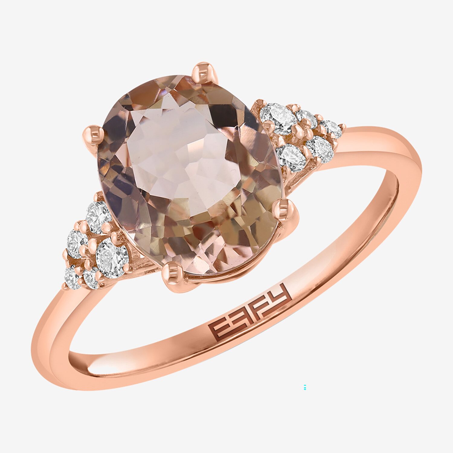 Effy Final Call Limited Quantities! Womens 1/8 CT. T.W. Genuine Pink Morganite 14K Rose Gold Oval Cocktail Ring