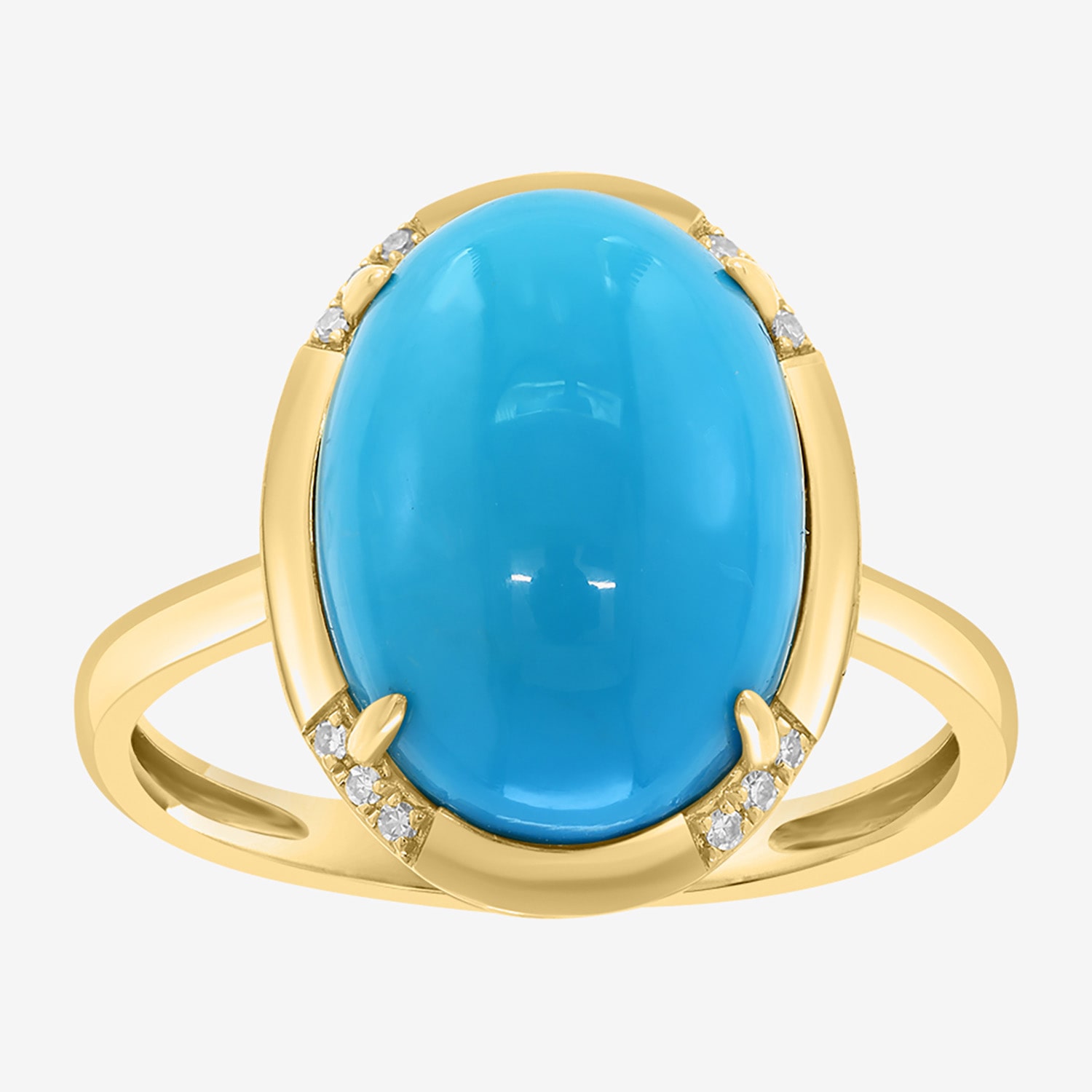 Effy Final Call Limited Quantities! Womens Diamond Accent Genuine Blue Turquoise 14K Gold Oval Cocktail Ring