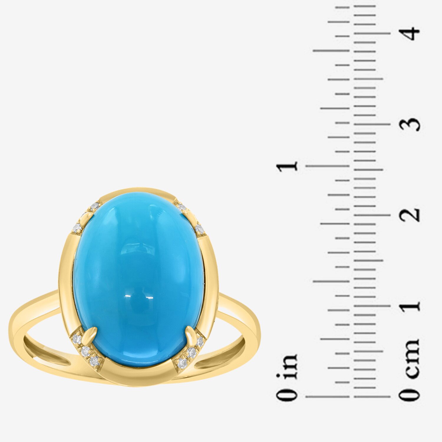 Effy Final Call Limited Quantities! Womens Diamond Accent Genuine Blue Turquoise 14K Gold Oval Cocktail Ring