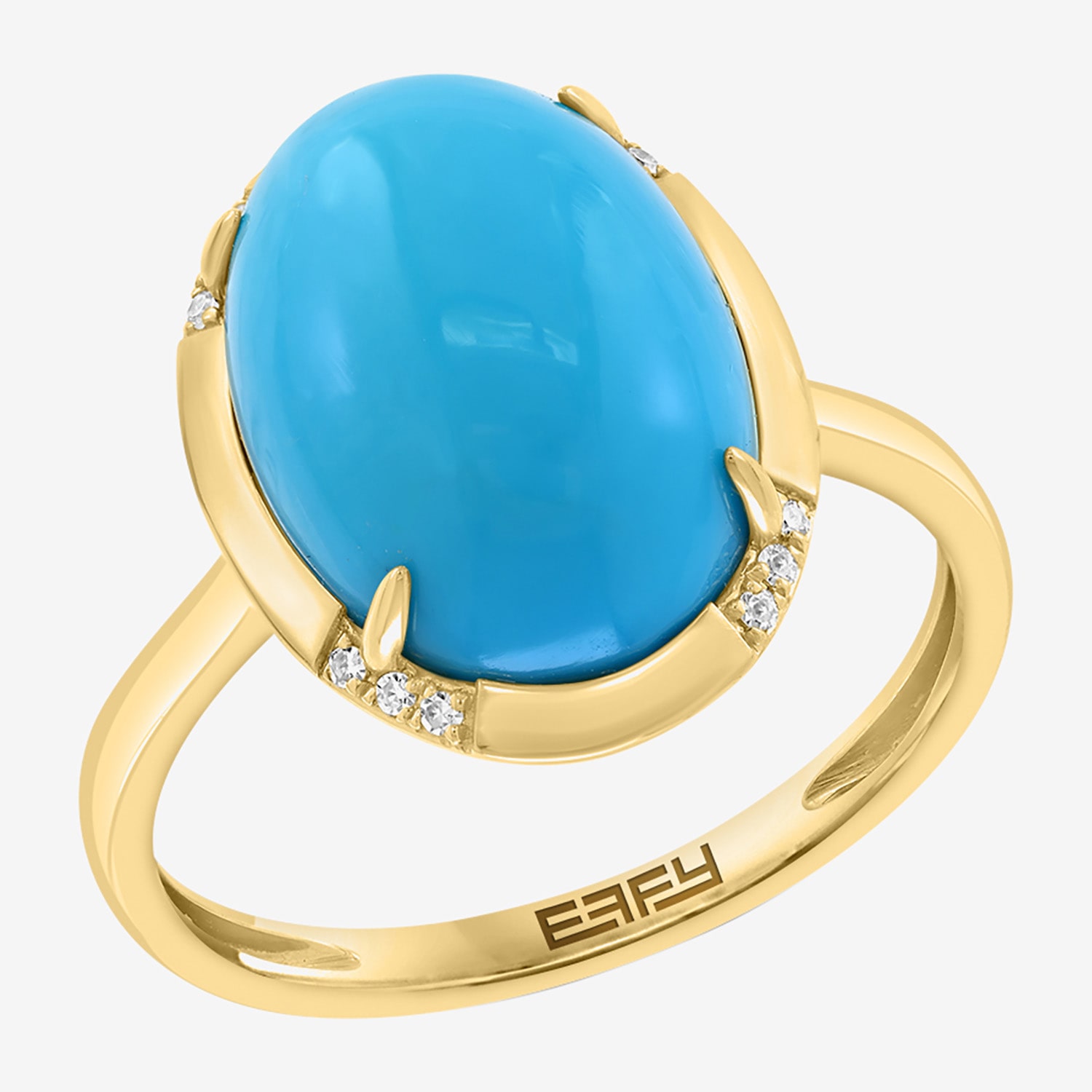 Effy Final Call Limited Quantities! Womens Diamond Accent Genuine Blue Turquoise 14K Gold Oval Cocktail Ring