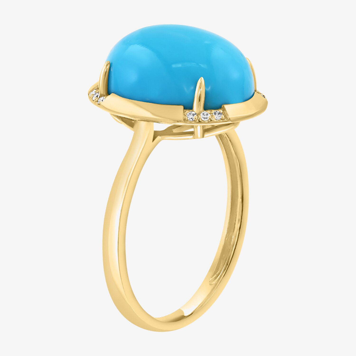 Effy Final Call Limited Quantities! Womens Diamond Accent Genuine Blue Turquoise 14K Gold Oval Cocktail Ring