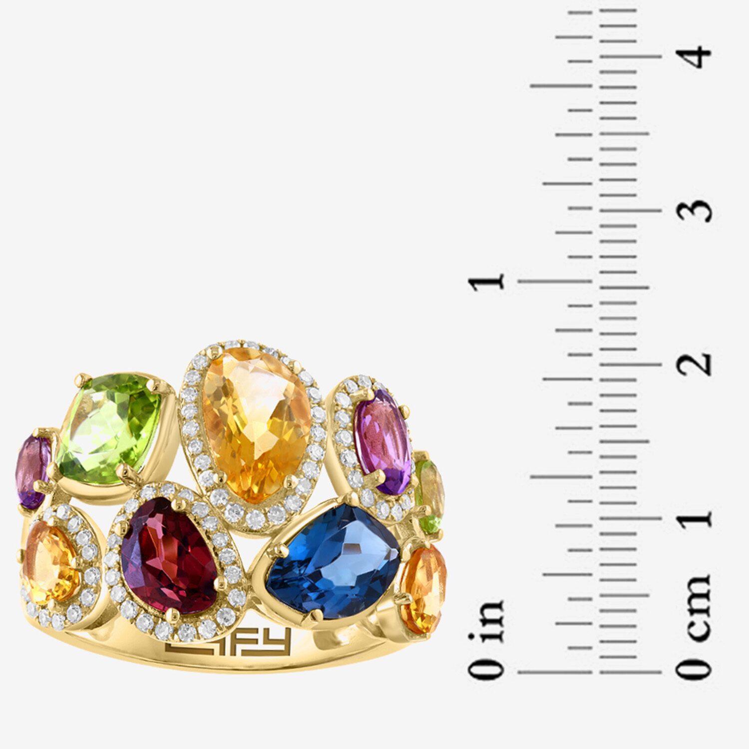 Effy Final Call Limited Quantities! Womens 1/4 CT. T.W. Genuine Multi Color 14K Gold Cocktail Ring