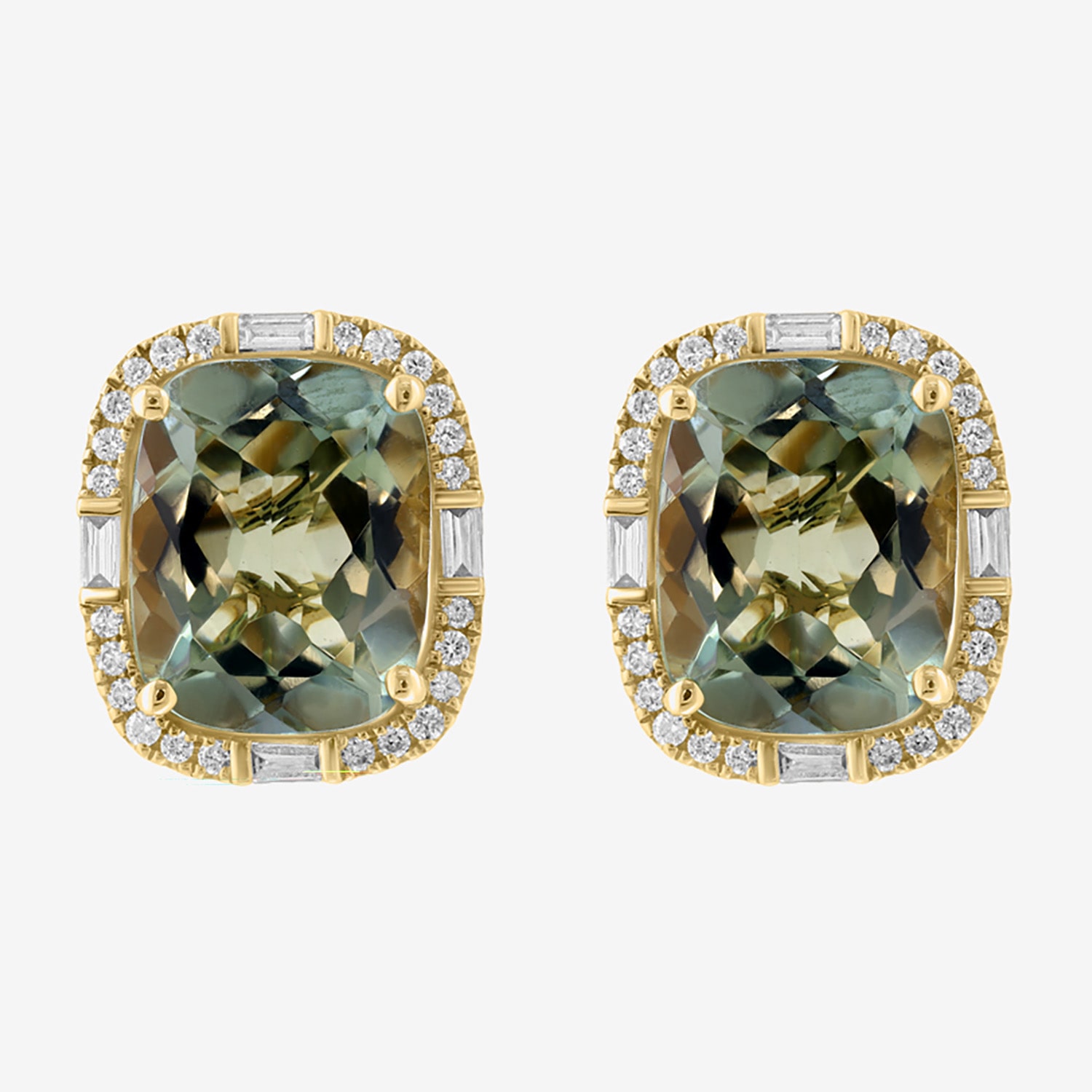 Effy Final Call Limited Quantities! 1/3 CT. T.W. Genuine Green Amethyst 14K Gold 12.4mm Stud Earrings