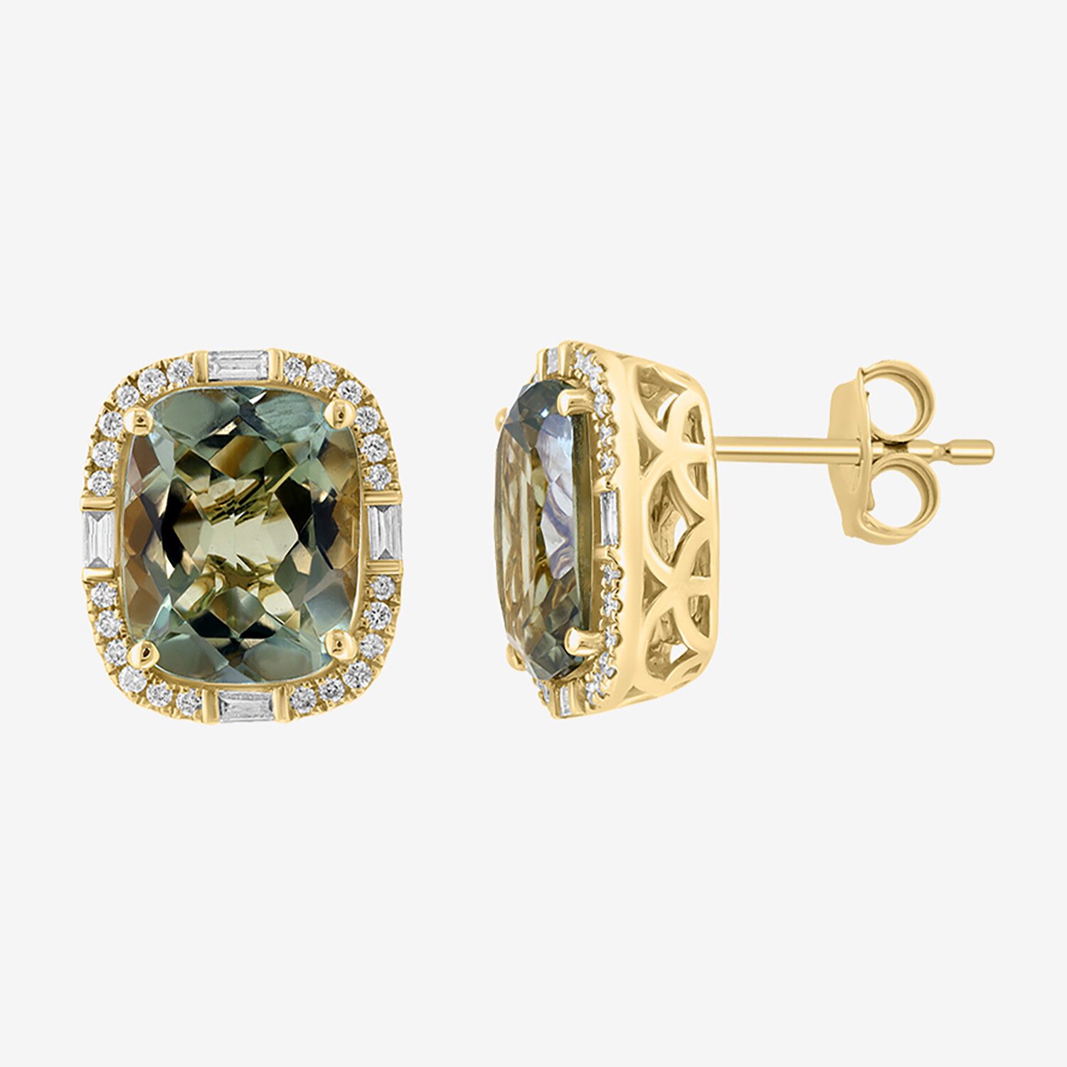 Effy Final Call Limited Quantities! 1/3 CT. T.W. Genuine Green Amethyst 14K Gold 12.4mm Stud Earrings