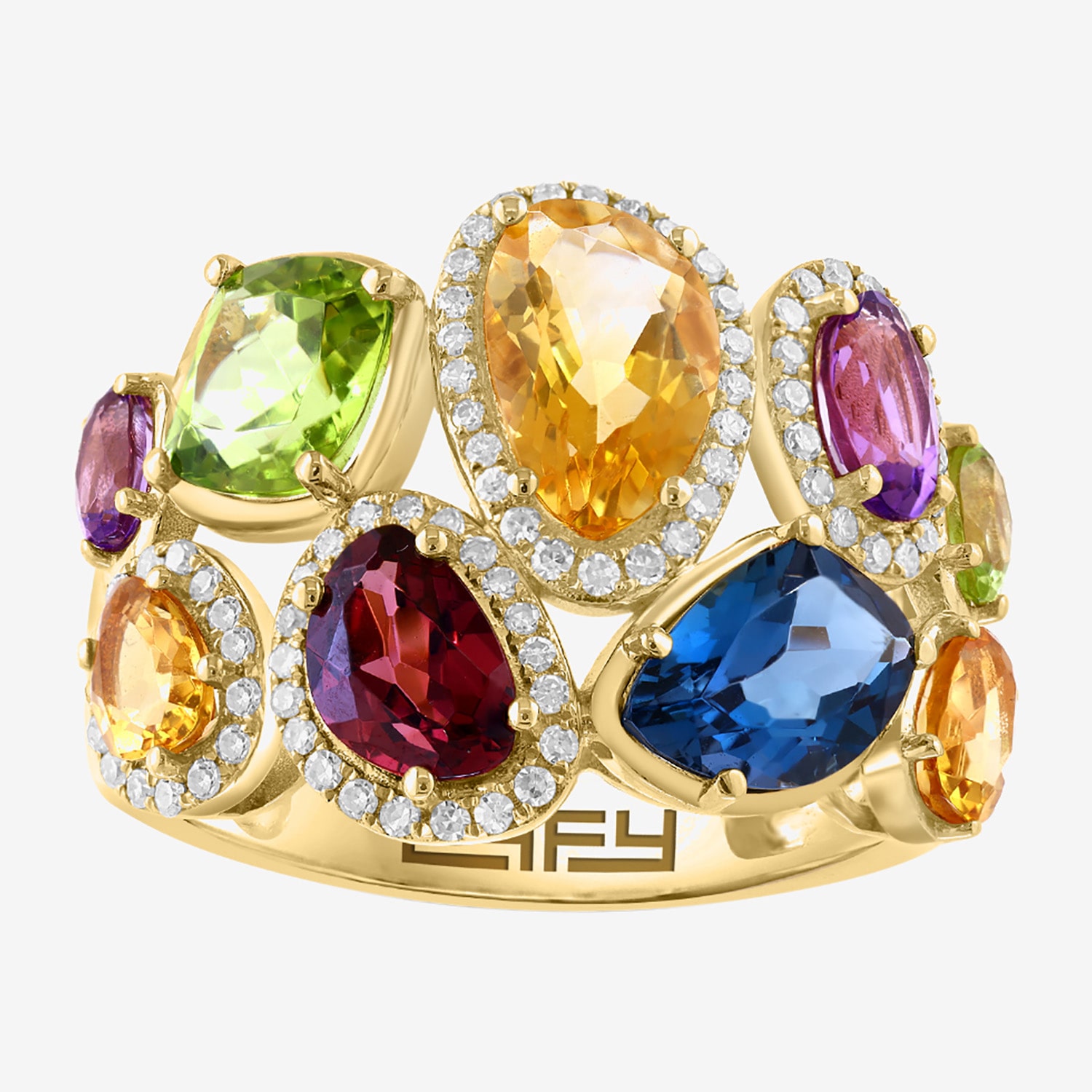 Effy Final Call Limited Quantities! Womens 1/4 CT. T.W. Genuine Multi Color 14K Gold Cocktail Ring