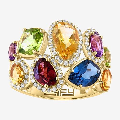 Effy Final Call Limited Quantities! Womens 1/4 Ct. T.w. Genuine Multi Color 14k Gold Cocktail Ring In Multiple Colors