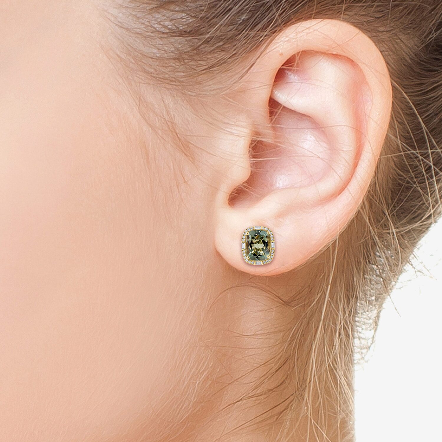 Effy Final Call Limited Quantities! 1/3 CT. T.W. Genuine Green Amethyst 14K Gold 12.4mm Stud Earrings