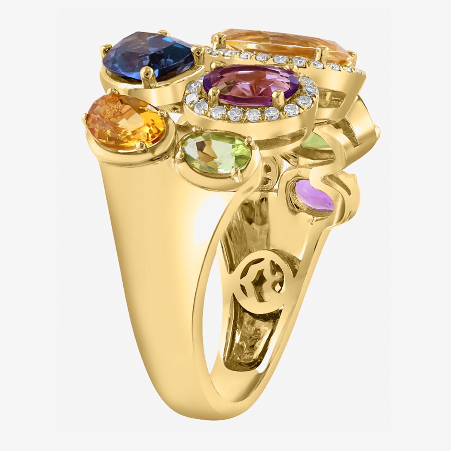 Effy Final Call Limited Quantities! Womens 1/4 CT. T.W. Genuine Multi Color 14K Gold Cocktail Ring