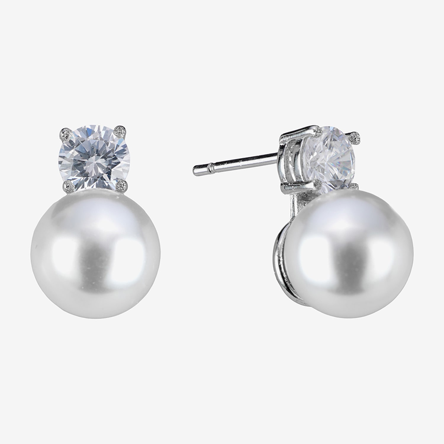 Sparkle Allure Cubic Zirconia Simulated Pearl 9mm Stud Earrings