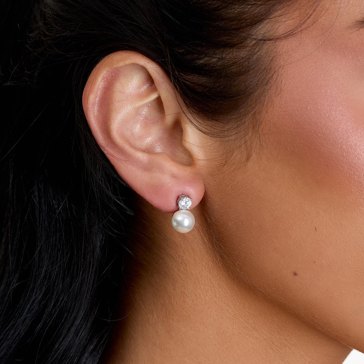 Sparkle Allure Cubic Zirconia Simulated Pearl 9mm Stud Earrings