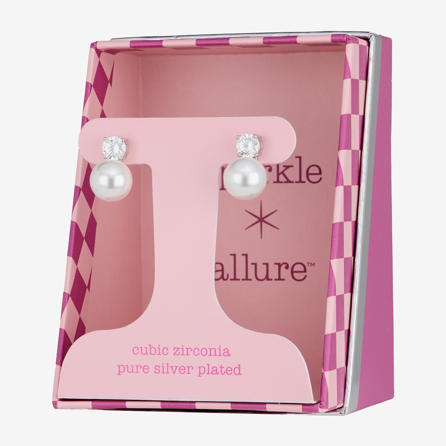 Sparkle Allure Cubic Zirconia Simulated Pearl 9mm Stud Earrings