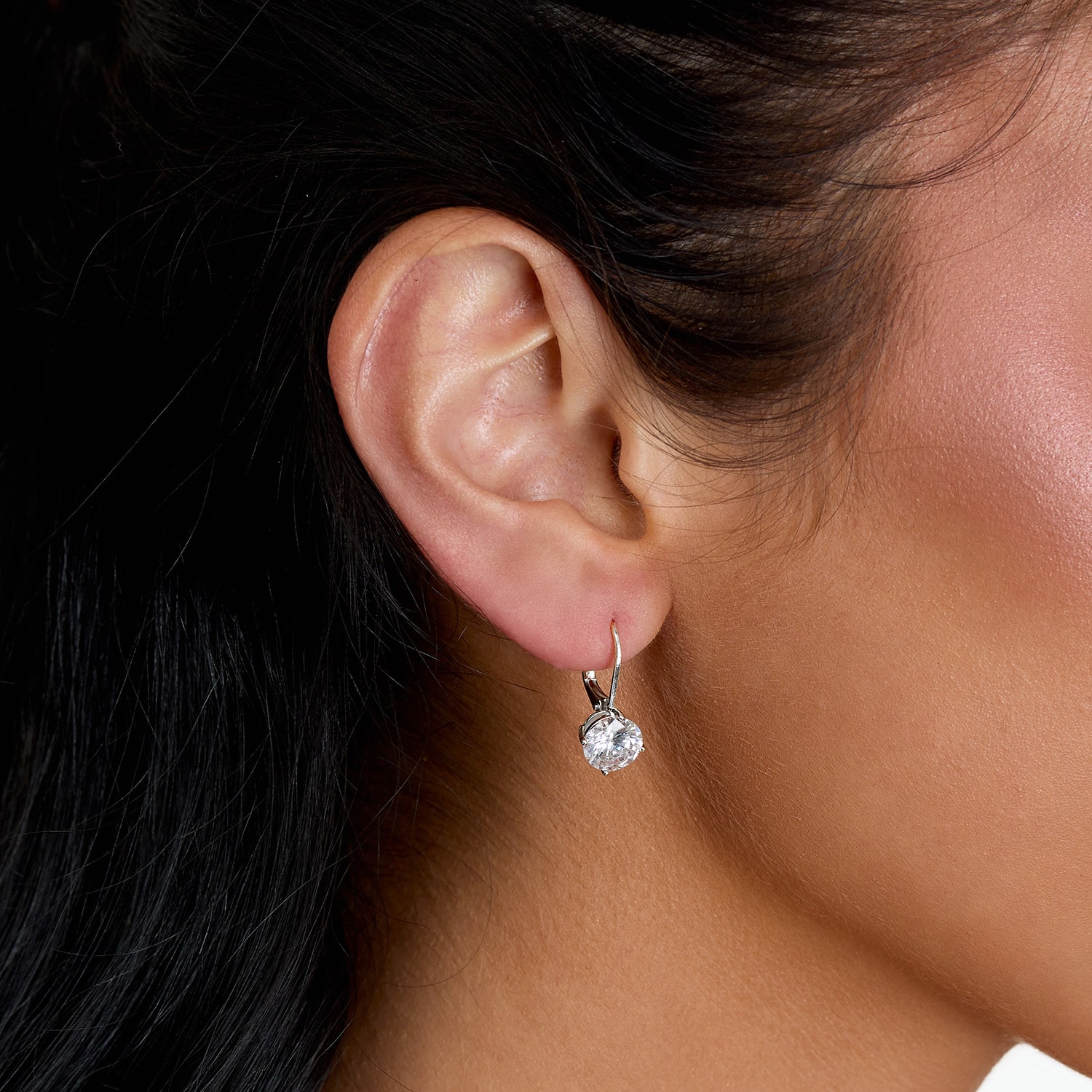 Sparkle Allure Womens Crystal Pure Silver Over Brass Drop Earrings