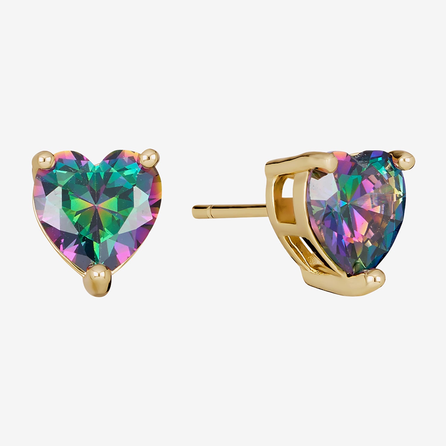 Sparkle Allure Mystic Fire Cubic Zirconia 14K Gold Over Brass 8mm Stud Earrings