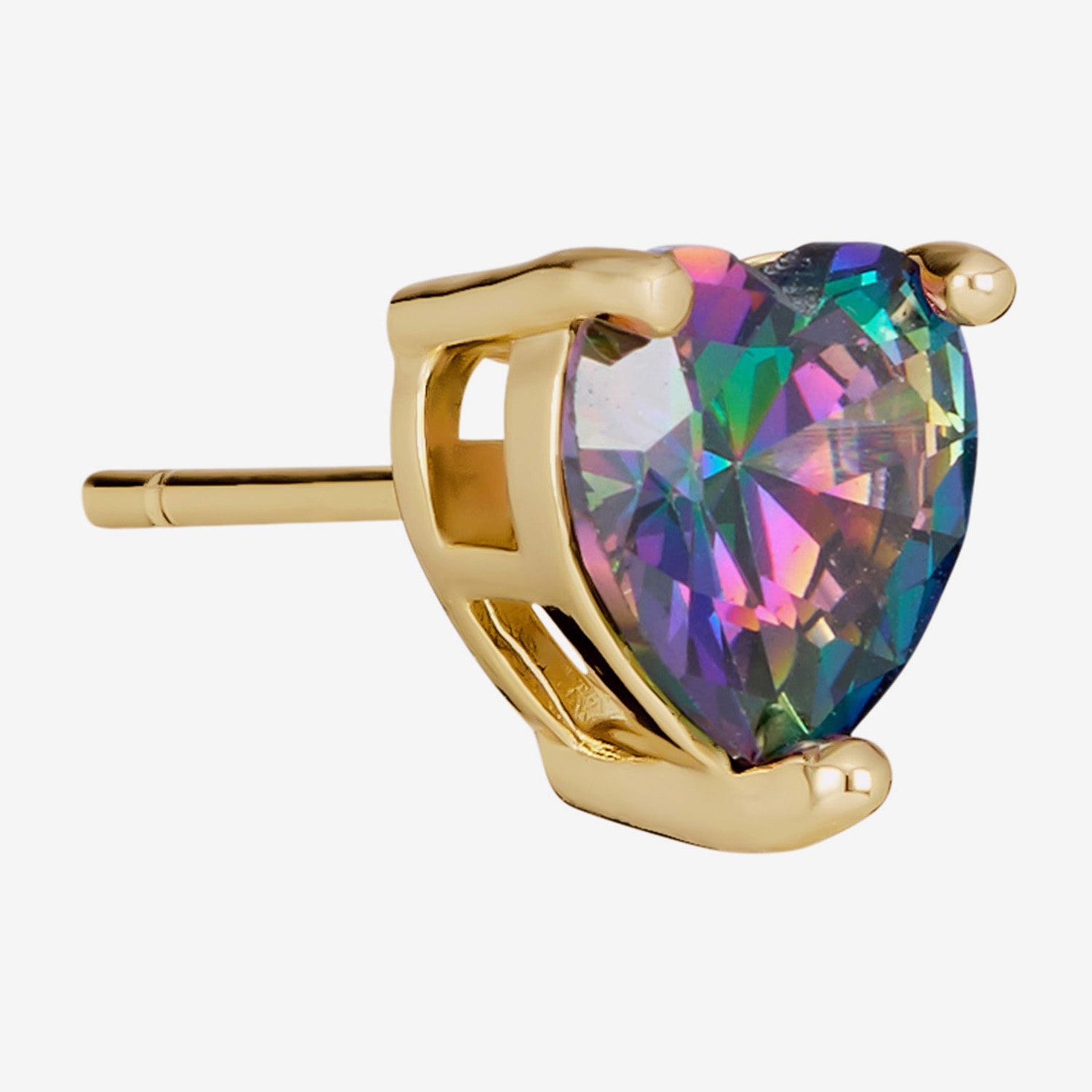 Sparkle Allure Mystic Fire Cubic Zirconia 14K Gold Over Brass 8mm Stud Earrings