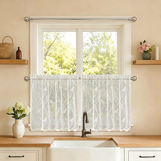 Sweet Home Collection Songbird 2-pc. Rod Pocket Window Tier