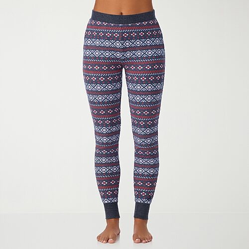 Cuddl Duds Women's Cozy Waffle-Knit Thermal Stretch Leggings - Blue Print