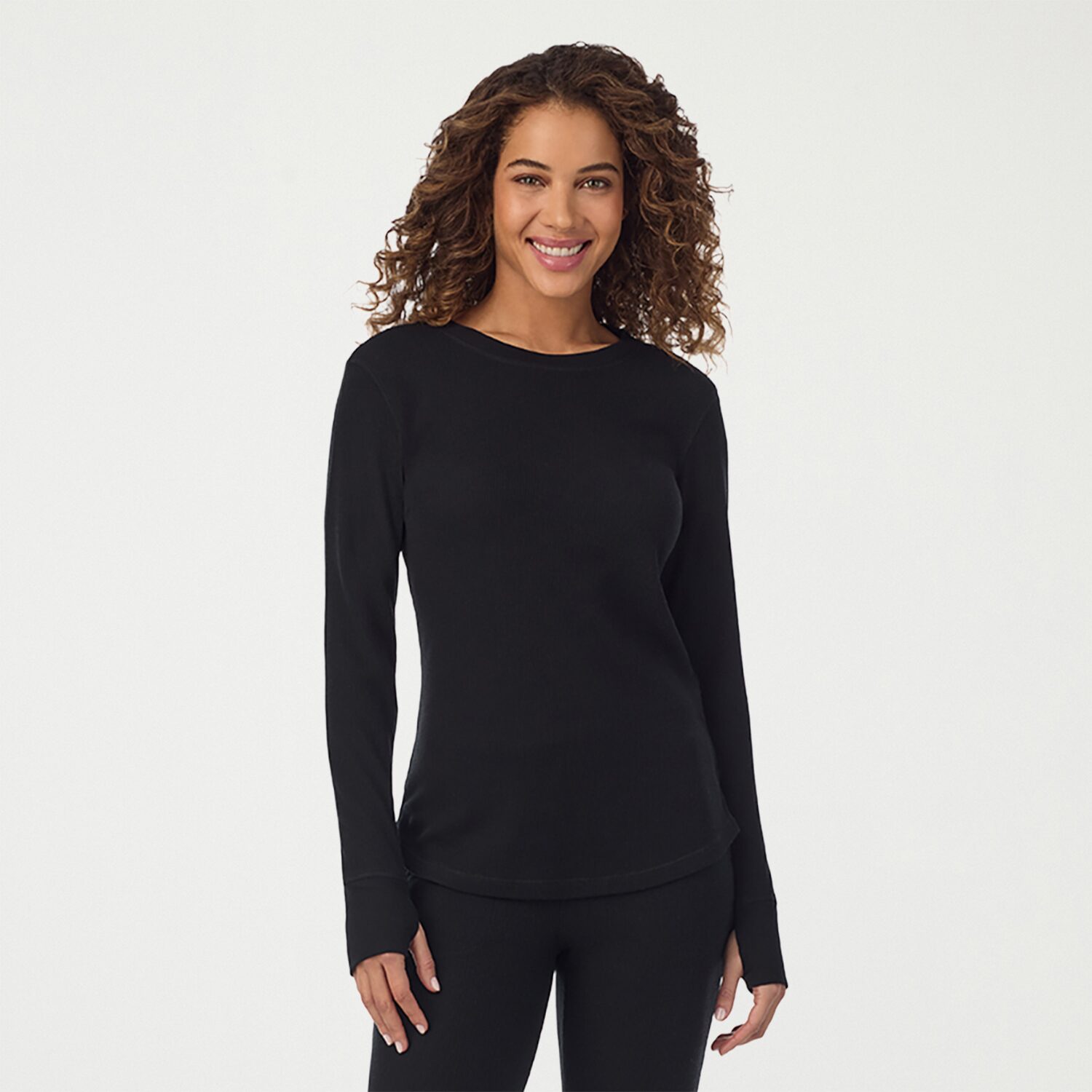 Cuddl Duds Womens Cozy Stretch Thermal Round Neck Long Sleeve Shirt