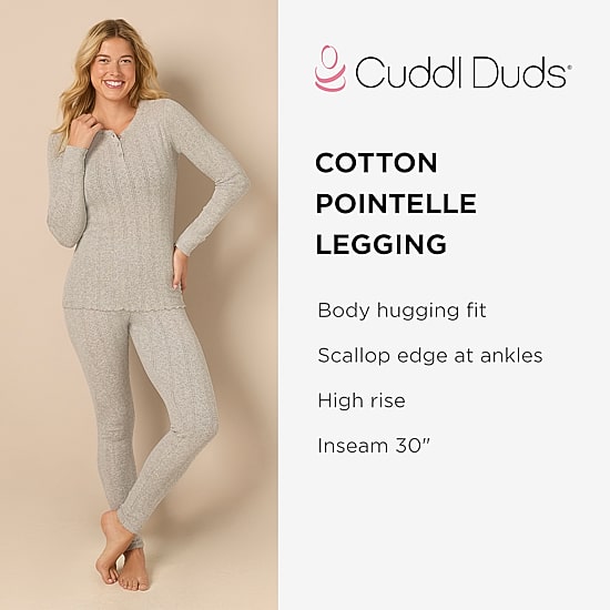 Cuddl Duds Cotton Pointelle Thermal Legging