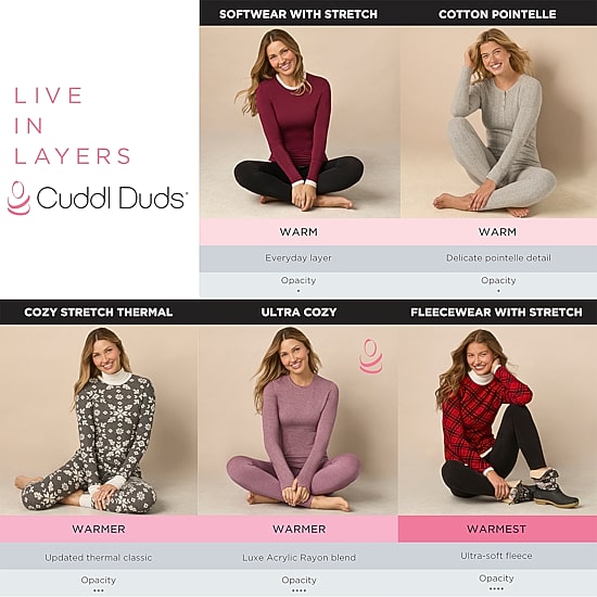 Cuddl Duds Womens Ultra Cozy Round Neck Long Sleeve Thermal Shirt