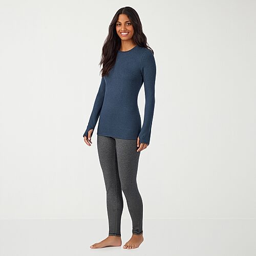Cuddl Duds Womens Ultra Cozy Round Neck Long Sleeve Thermal Shirt, X-small, Blue