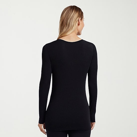 Cuddl Duds Womens Softwear With Stretch Round Neck Long Sleeve Thermal Shirt