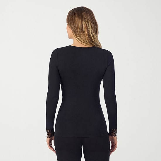 Cuddl Duds Womens Softwear With Stretch V Neck Long Sleeve Thermal Shirt