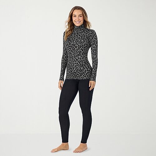 Cuddl Duds Womens Softwear With Stretch Round Neck Long Sleeve Thermal Shirt, X-large, Brown