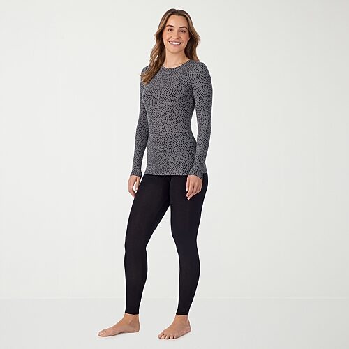 Cuddl Duds Womens Softwear With Stretch Round Neck Long Sleeve Thermal Shirt, X-small, Brown