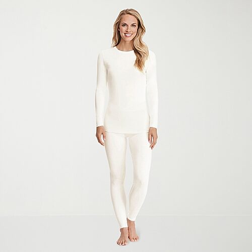 Cuddl Duds Womens Softwear With Stretch Round Neck Long Sleeve Thermal Shirt, X-large, White