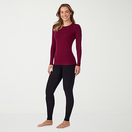Cuddl Duds Womens Softwear With Stretch Round Neck Long Sleeve Thermal Shirt, X-large, Purple