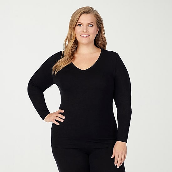 Cuddl Duds Womens Softwear With Stretch Round Neck Long Sleeve Thermal Shirt
