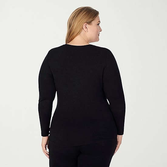 Cuddl Duds Womens Softwear With Stretch Round Neck Long Sleeve Thermal Shirt
