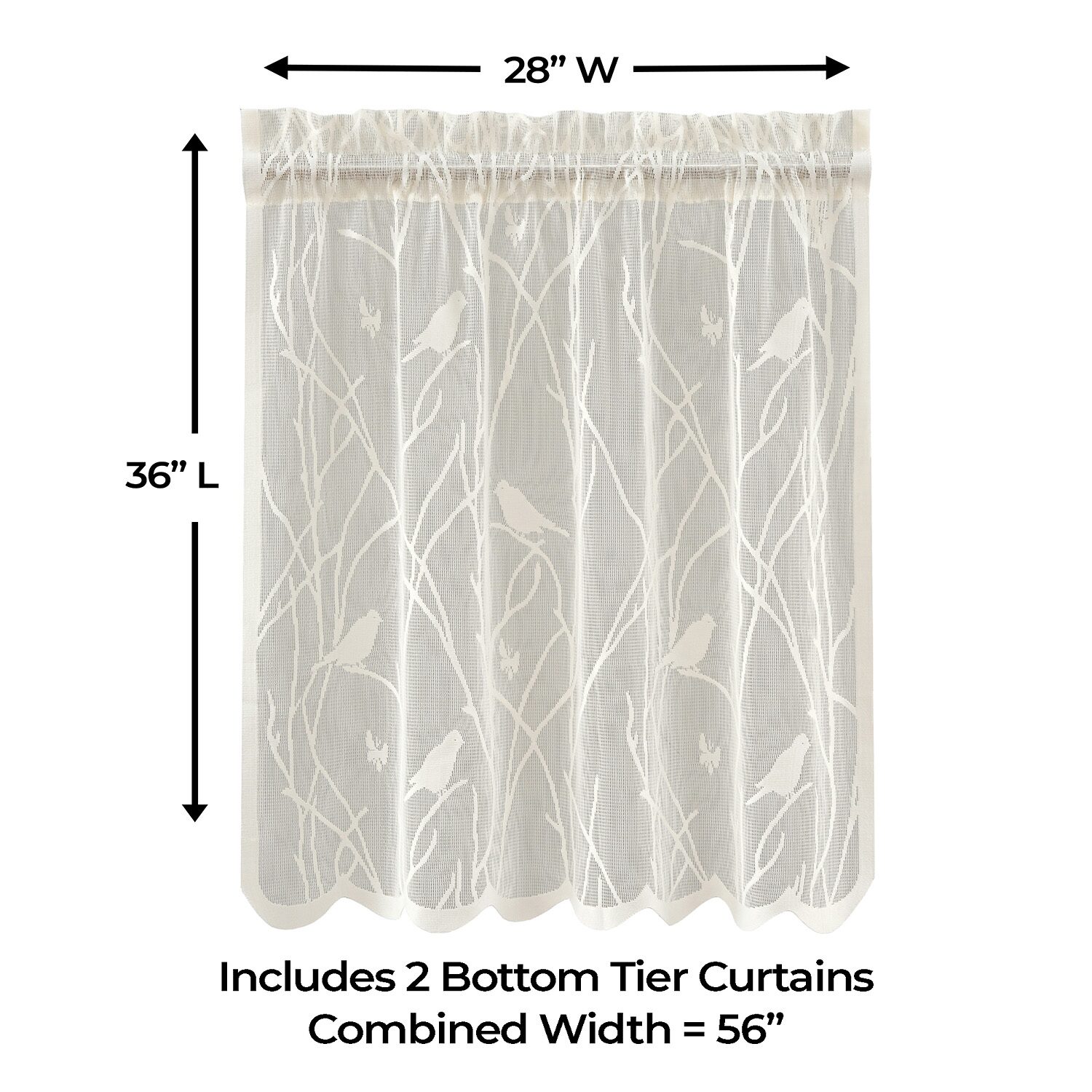 Sweet Home Collection Songbird 2-pc. Rod Pocket Window Tier